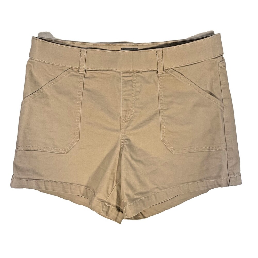 Berkley Jensen Beige Pullon Chino Shorts Women's L Heavyweight 4-Pocket Safari